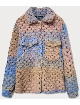 Svetlo modro-béžová dámska košeľová bunda s golierom (2453) Svetlo modro-béžová dámska košeľová bunda s golierom (2453)