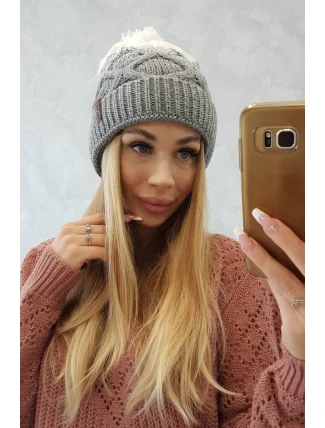 Fleecová čiapka Alice K248 sivá+biela