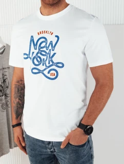 Pánske biele tričko s potlačou FashionStreet RX5369