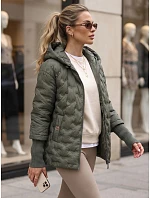 Dámska prešívaná bunda s kapucňou, zelená, FashionStreet TY5869 Dámska prešívaná bunda s kapucňou, zelená, FashionStreet TY5869