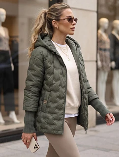 Dámska prešívaná bunda s kapucňou, zelená, FashionStreet TY5869