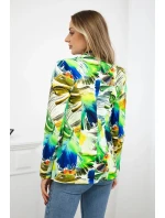 Bavlnená bunda s potlačou a gombíkom zelená