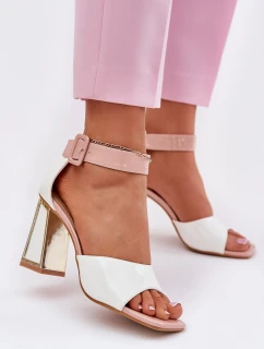 Lakierowane Sandały Damskie Na Słupku Vinceza 20266 Białe