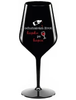 OCHUTNÁVÁM ŽIVOT KAPKU PO KAPCE - černá nerozbitná sklenice na víno 470 ml OCHUTNÁVÁM ŽIVOT KAPKU PO KAPCE - černá nerozbitná sklenice na víno 470 ml