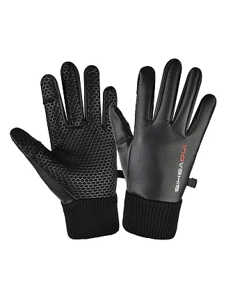 Pánske zateplené protišmykové rukavice na telefón - čierne