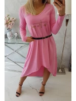 Šaty s ozdobným pásikom a nápisom light pink