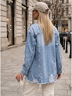Dámska džínsová bunda oversize s odreninami, svetlo modrá, FashionStreet TY5686 Dámska džínsová bunda oversize s odreninami, svetlo modrá, FashionStreet TY5686