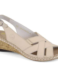 Pohodlné kožené sandále Rieker W RKR682 beige