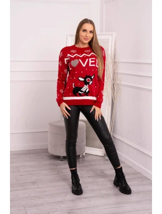 Vianočný sveter s nápisom red