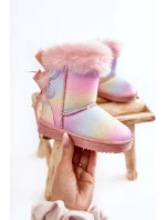 Dziecięce Ocieplane Botki Z Kokardkami Śniegowce Wielokolorowe Funky