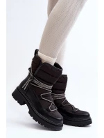 Śniegowce Damskie Z Ozdobnym Wiązaniem Czarne Rilana