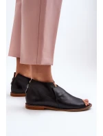 Damskie Skórzane Sandały Laura Messi 2443 Czarne