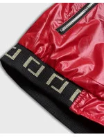 Krátka červená dámska bunda s kapucňou (B9787-4)