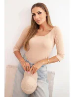 Tričko s okrúhlym výstrihom cappuccino