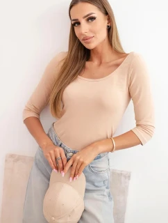 Tričko s okrúhlym výstrihom cappuccino