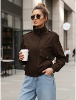 FashionStreet dámska semišová bomber bunda v čokoládovej farbe TY5571