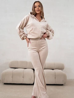 Dvojdielna velúrová súprava so zvončekmi Goodlookin beige (821144)