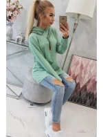 Tmavo mätová tunika na zips s kapucňou Oversize