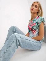 Dámska blúzka WN BZ 4008-3.80 Svetlo modrá s kvetmi - RUE PARIS