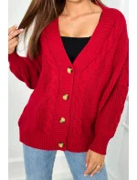Sveter na gombíky S24-4 červený - Kesi
