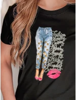 Dámske tričko s potlačou TRENDAY black FashionStreet RY2824 Dámske tričko s potlačou TRENDAY black FashionStreet RY2824