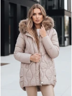 Dámska zimná bunda s kožušinou béžová FashionStreet TY5494