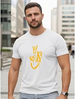 Pánske bavlnené tričko s potlačou Smile Crown white FashionStreet NX0138R Pánske bavlnené tričko s potlačou Smile Crown white FashionStreet NX0138R