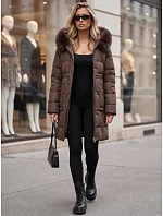 Dámska zimná prešívaná bunda s kapucňou, hnedá, FashionStreet TY5825 Dámska zimná prešívaná bunda s kapucňou, hnedá, FashionStreet TY5825