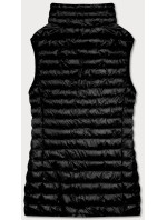 Krátka čierna dámska prešívaná vesta (5M702-392)