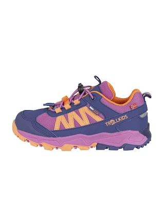 Trollkids Kids Tronfjell Hiker Low violet blue/mallow pink/papaya nepremokavé turistické topánky pre chlapcov/dievčatá (475-111)