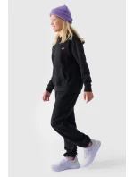 Dziewczęca Nierozpinana Bluza Z Kapturem Gładka Czarna 4F 4FJWMM00TSWSF1316-20S