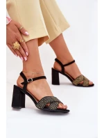 Sandały Damskie Na Słupku Czarne Almera