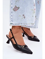 Dámské sandály na podpatku s špičatými špičkami Černé Felessa