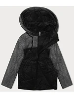 Voľná bunda s odnímateľnou kapucňou Vaston black-melange (SJ218-036#) Voľná bunda s odnímateľnou kapucňou Vaston black-melange (SJ218-036#)