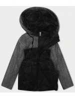 Čierno-oranžová voľne padnúca bunda s odnímateľnou kapucňou Vaston (SJ218-036#)