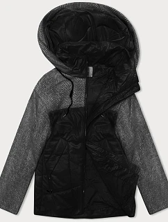 Voľná bunda s odnímateľnou kapucňou Vaston black-melange (SJ218-036#)