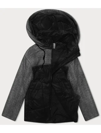 Čierno-oranžová voľne padnúca bunda s odnímateľnou kapucňou Vaston (SJ218-036#)