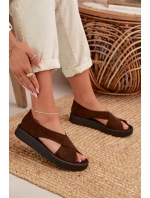 Dámské sandály Zazoo 3196 z přírodního semiše hnědé