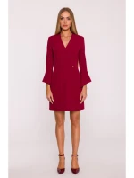 M876 Šaty so širokými manžetami - bordové