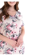 Dámska nočná košeľa 351/024 béžová s kvetmi - Karol