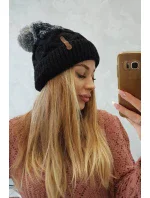 Fleecová čiapka Alice K248 čierna+sivá