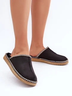 Obuwie Domowe Kapcie Z Haftem Damskie Inblu EY000028 Czarne