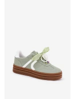 Sneakersy Damskie Na Platformie Z Ozdobami Zielone Vinness