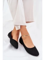 Baleriny Damskie Płaskie Z Brokatem Czarne Tatorelis