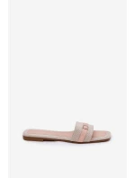 Płaskie Klapki Damskie Z Paskiem I Sprzączką Beżowe Zilina