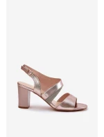 Sandały Damskie Na Słupku Sergio Leone SK866 Różowe Złoto