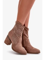 Dámske členkové topánky Acorn na podpätku Eco Suede Brown S.Barski Dámske členkové topánky Acorn na podpätku Eco Suede Brown S.Barski