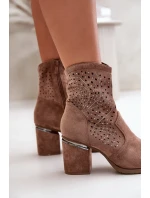 Dámske členkové topánky Acorn na podpätku Eco Suede Brown S.Barski Dámske členkové topánky Acorn na podpätku Eco Suede Brown S.Barski