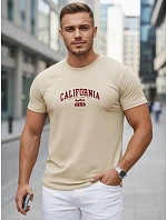 Pánske bavlnené tričko s potlačou „California“, béžové, FashionStreet NX5140R Pánske bavlnené tričko s potlačou „California“, béžové, FashionStreet NX5140R