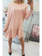 Šaty s volánom tmavo púdrovo ružové